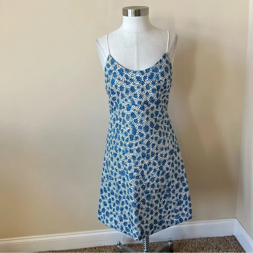 New! $345 Opening ceremony quilted blue leopard tie back dress 2 nwt 878